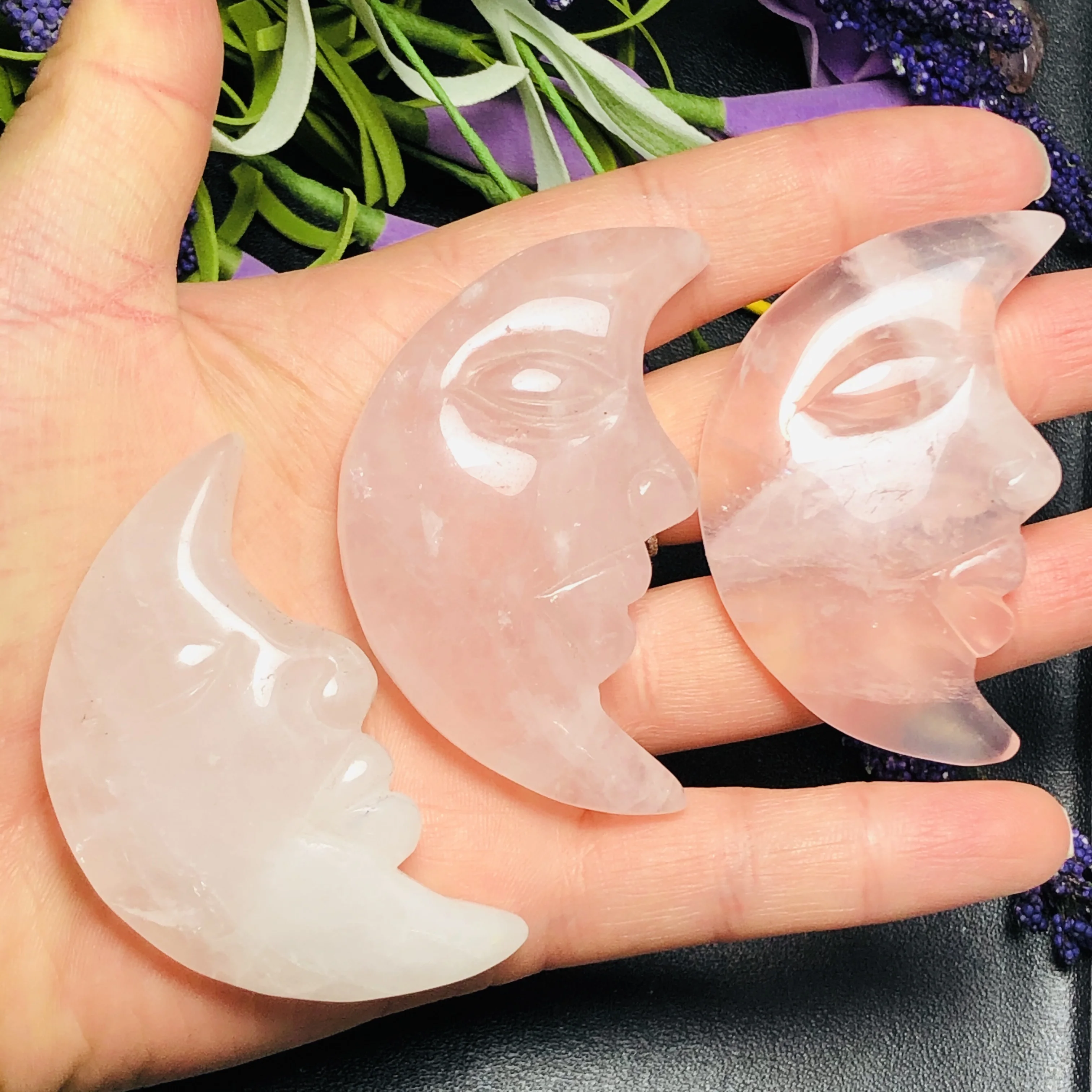 Natural rose crystal carving moon meditation decoration, powerful aura decoration
Natural rose crystal carving moon meditation decoration, powerful aura decoration
