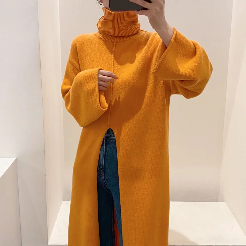 Turtleneck Sweater Female Autumn Winter Orange Warm Knitted Dress Retro Split Long Elegant Pullover Personality Woman Sweaters
Turtleneck Sweater Female Autumn Winter Orange Warm Knitted Dress Retro Split Long Elegant Pullover Personality Woman Sweaters
