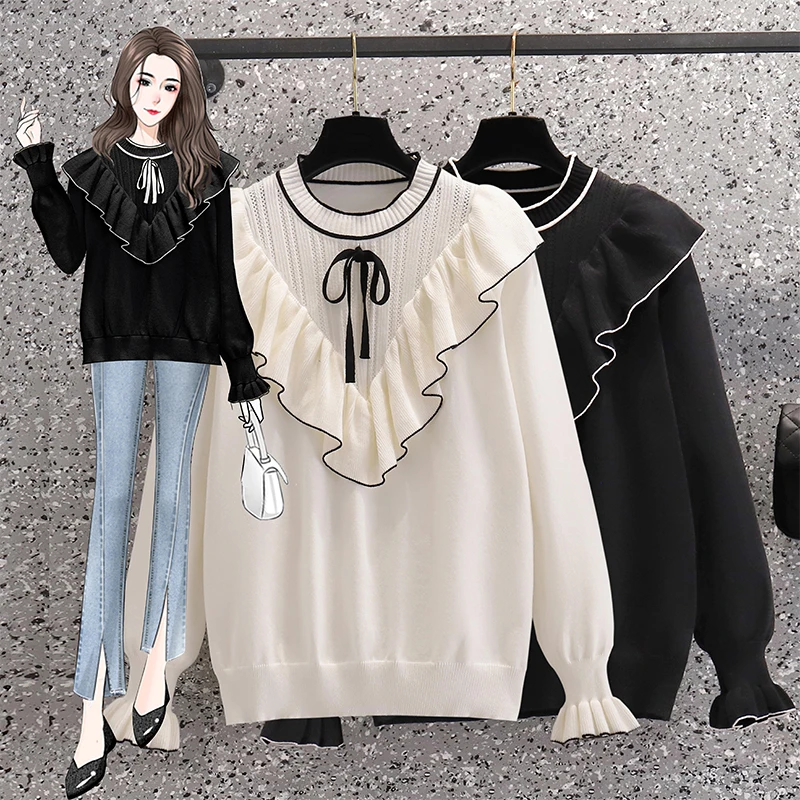 Черно-белые кружевные пуловеры большого размера с бантом в Корейском стиле модные пуловеры для осени женская одежда женский свитер 2021 Топ
Черно-белые кружевные пуловеры большого размера с бантом в Корейском стиле модные пуловеры для осени женская одежда женский свитер 2021 Топ