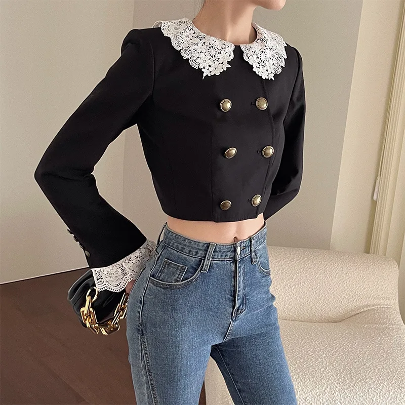 Womens Loose Fit Cardigan Coat Long-Sleeve Babydoll Collar Casual Lace Stitching Short Suit Coat
Womens Loose Fit Cardigan Coat Long-Sleeve Babydoll Collar Casual Lace Stitching Short Suit Coat
