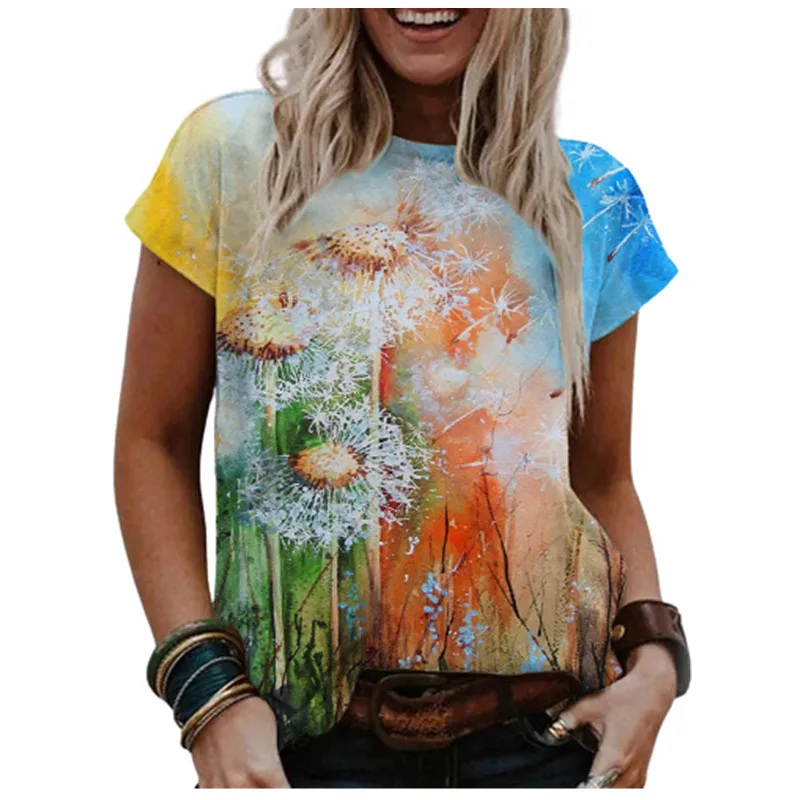 Women 3D Plant Flowers Print T Shirt Summer Oversize Ladies Loose Tops Casual Short Sleeve O-Neck Cotton T Shirts Plus Size 2021 
Women 3D Plant Flowers Print T Shirt Summer Oversize Ladies Loose Tops Casual Short Sleeve O-Neck Cotton T Shirts Plus Size 2021
