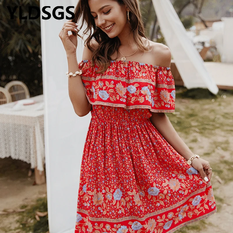 Strapless Floral Print Summer Dress Women Off Shoulder Short Dress Flare Sleeve Casual Bohemia Beach Dress Vestidos
Strapless Floral Print Summer Dress Women Off Shoulder Short Dress Flare Sleeve Casual Bohemia Beach Dress Vestidos