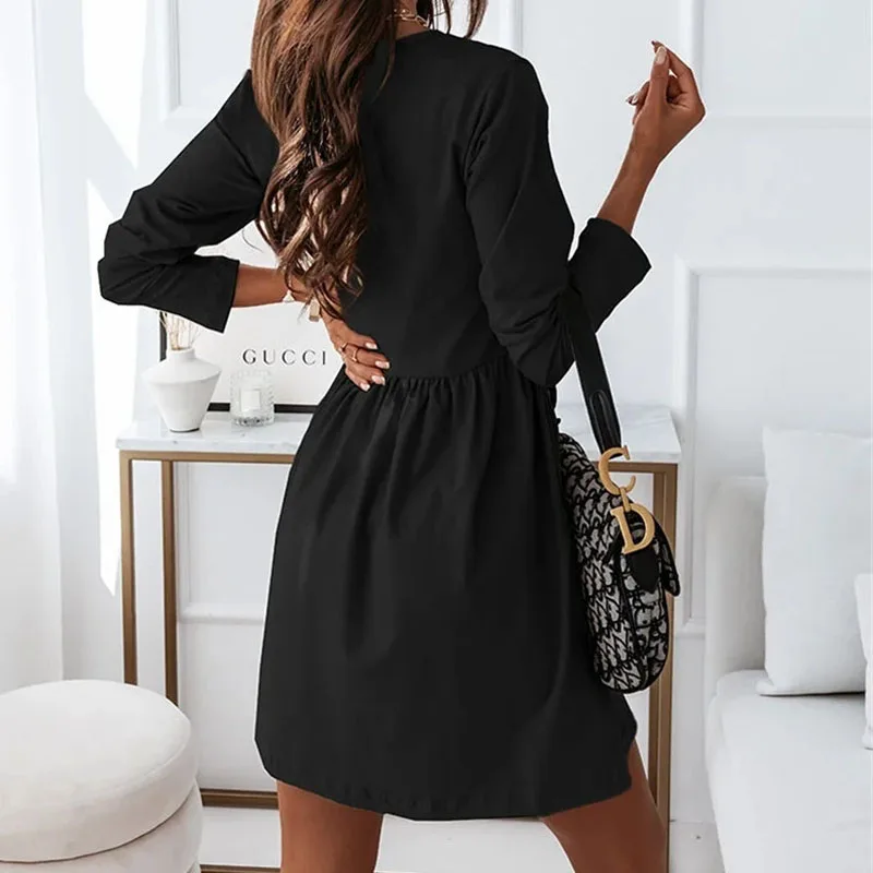 2021 Solid Women Loose Casual Pullover A-Line Dress Spring Autumn Long Sleeve Party Dress Fashion V Neck Simple Lady Mini Dress
2021 Solid Women Loose Casual Pullover A-Line Dress Spring Autumn Long Sleeve Party Dress Fashion V Neck Simple Lady Mini Dress