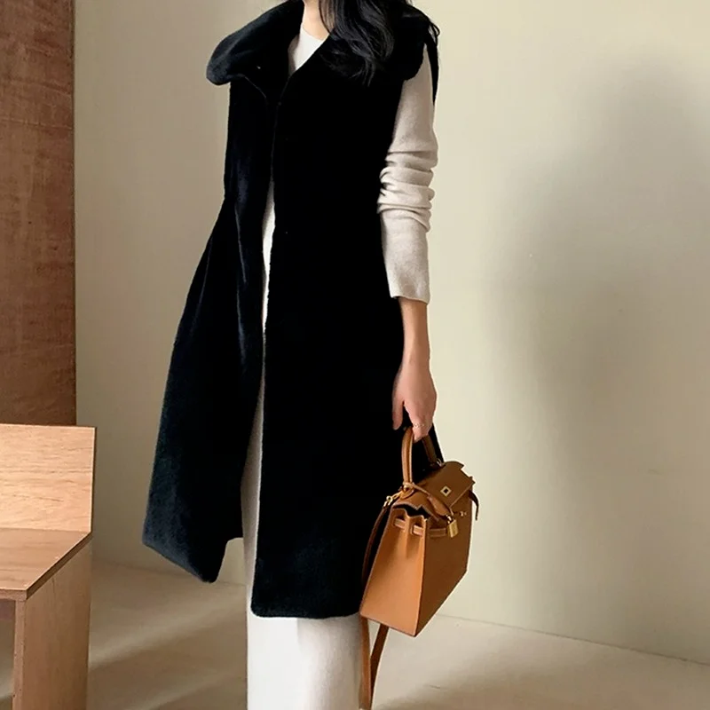 Lugentolo Faux Fur Vest Women Korean Fashion Winter Loose Sleeveless Jackets Mid-length Fur Coat
Lugentolo Faux Fur Vest Women Korean Fashion Winter Loose Sleeveless Jackets Mid-length Fur Coat