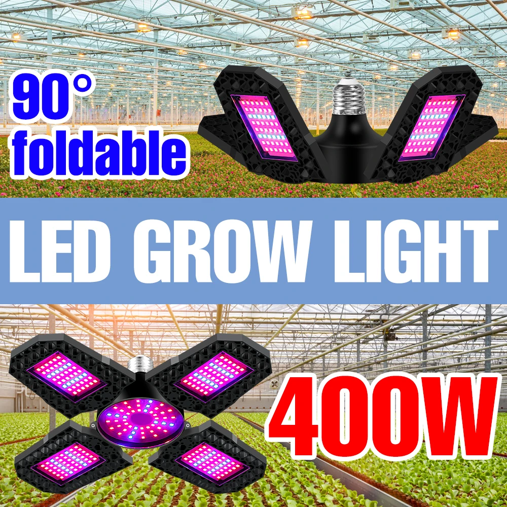 

Deformable E27 LED Plant Light AC100-277V E26 Full Spectrum Growth Lamp 200W 300W 400W Four-Leafs Indoor Greenhouse Phyto Lamps