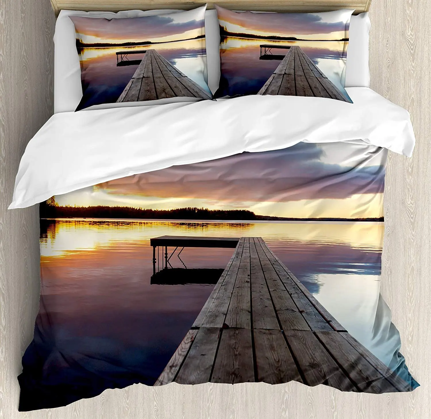 Landscape Bedding Set Serenity Relaxing Themed Port Pier Wooden Rustic Image of Dawn Sunset in Lake Art Duvet Cover Pillowcase
Landscape Bedding Set Serenity Relaxing Themed Port Pier Wooden Rustic Image of Dawn Sunset in Lake Art Duvet Cover Pillowcase