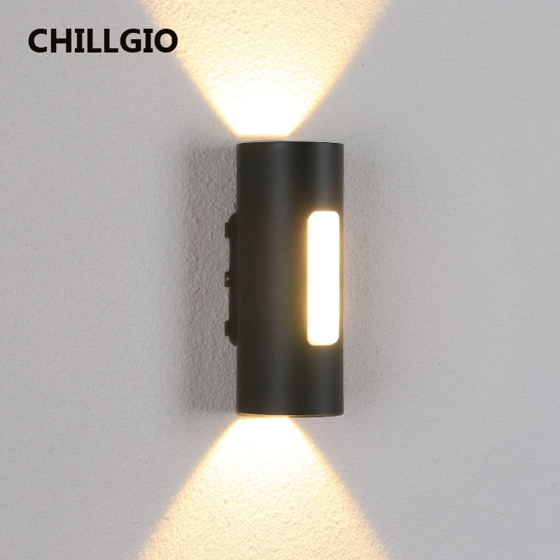 

CHILLGIO Outdoor Wateproof LED Wall Lamps Aluminum Black Lightings Indoor Aisle Balcony Courtyard Home Decor IP65 12W Cob Light