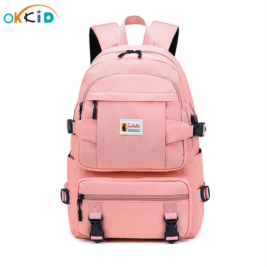 Школьные ранцы OKKID для девочек подростков однотонный легкий рюкзак школьные