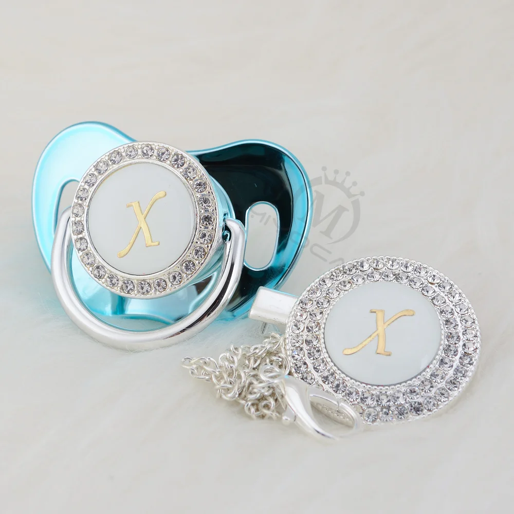 MIYOCAR silver bling name Initial letter X elegant pacifier and pacifier clip BPA free dummy bling baby shower SGS pass LX-1
MIYOCAR silver bling name Initial letter X elegant pacifier and pacifier clip BPA free dummy bling baby shower SGS pass LX-1