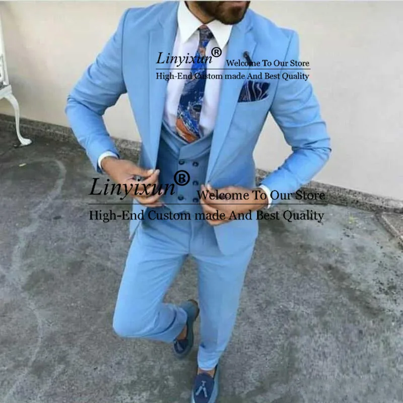 Business Men Suits for Wedding Groom Tuxedo Double Breasted Vest Best Man Outfits 3 Pieces (Coat+Trousers+Vest) Costume Homme
Business Men Suits for Wedding Groom Tuxedo Double Breasted Vest Best Man Outfits 3 Pieces (Coat+Trousers+Vest) Costume Homme