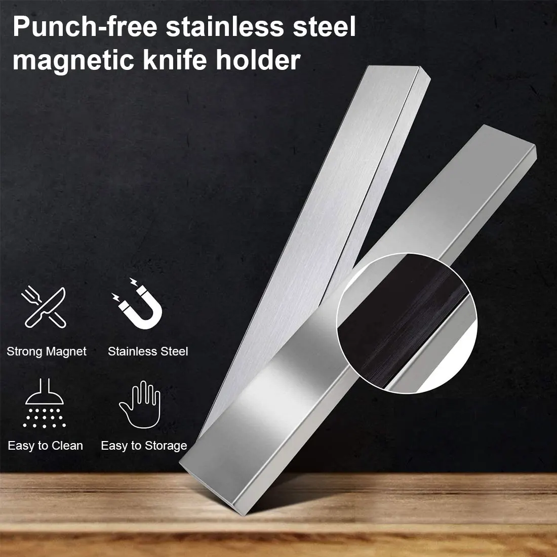 Professional Magnetic Knife Strip Stainless Steel Magnetic Knife Holder Rack Kitchen Knife Bar 30 40 50 cm KC0314
Professional Magnetic Knife Strip Stainless Steel Magnetic Knife Holder Rack Kitchen Knife Bar 30 40 50 cm KC0314