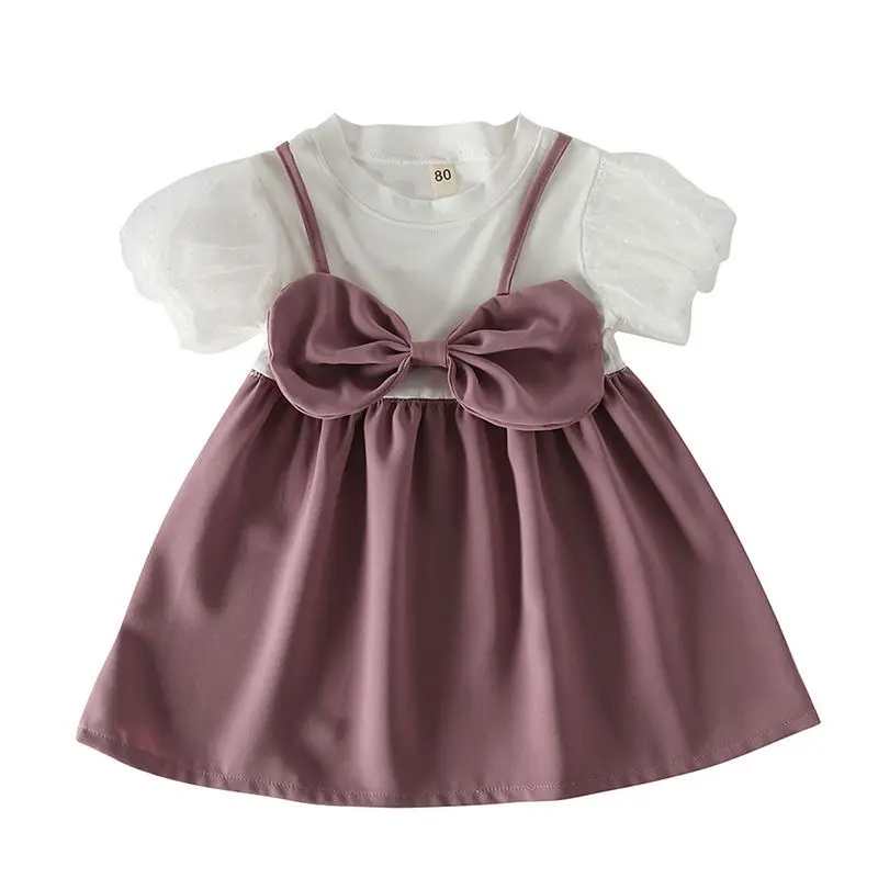 Baby Girls Dress 2021 New Summer Children's Dresses Short-sleeved Color Matching Princess Dress With Bow
Baby Girls Dress 2021 New Summer Children's Dresses Short-sleeved Color Matching Princess Dress With Bow