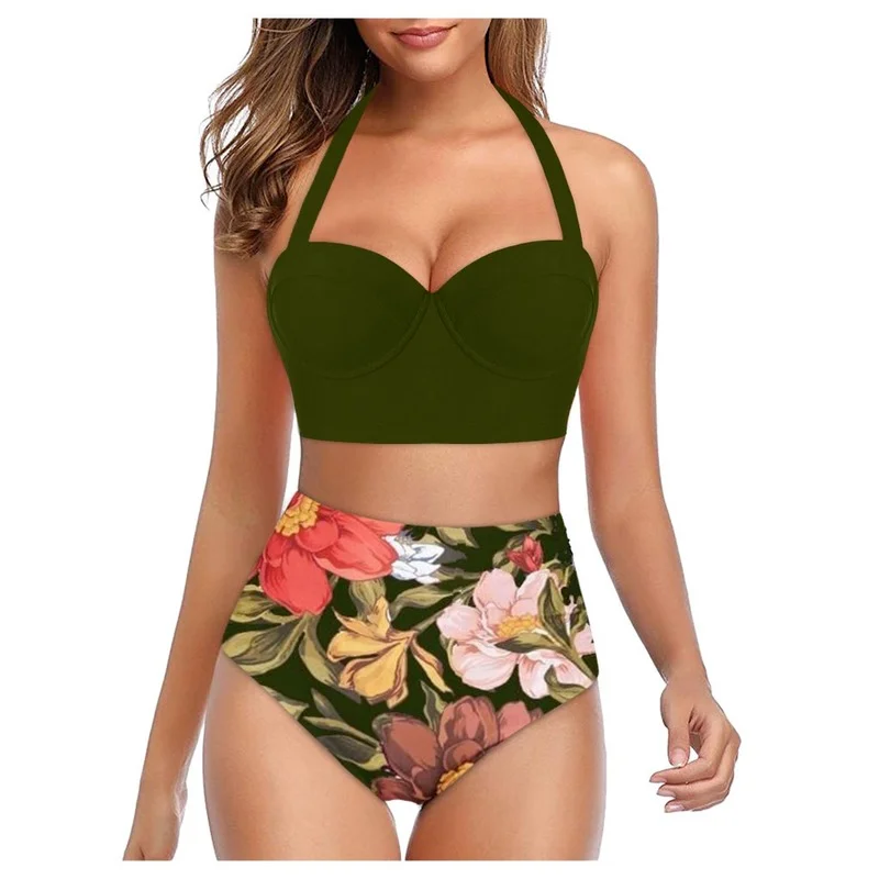 Women's Floral Bikini Set High Waist Swimwear Crop Top Push Up Swimwear Plus Size Tankini Sling Swimwear Sexy Bikini Set
Women's Floral Bikini Set High Waist Swimwear Crop Top Push Up Swimwear Plus Size Tankini Sling Swimwear Sexy Bikini Set