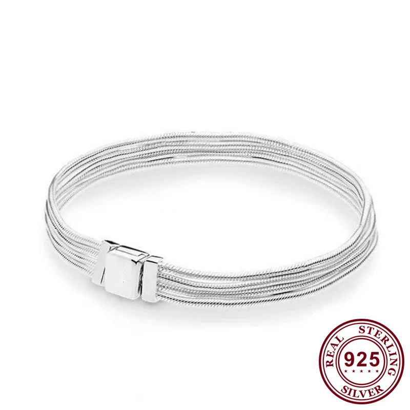 925 Sterling Silver Pan Bracelet Reflexions Multi-chain Bracelet & Bangle Fit Women Bead Charm Diy Europe Jewelry
925 Sterling Silver Pan Bracelet Reflexions Multi-chain Bracelet & Bangle Fit Women Bead Charm Diy Europe Jewelry