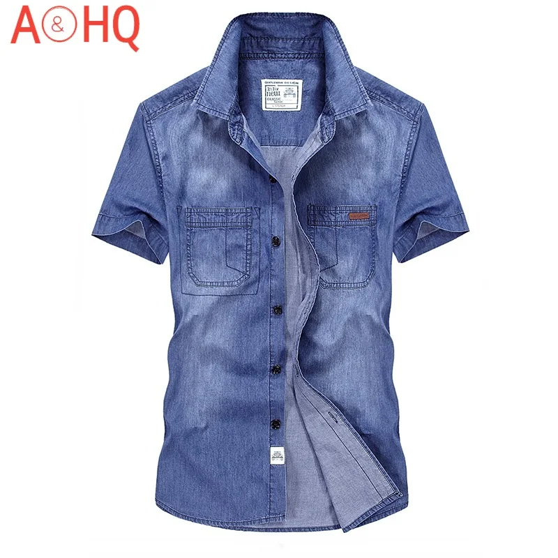 Casual Shirts Thin Summer Denim Shirt Men Short Sleeve Mens Shirts Military Plus Size XXXL 4XL New 
Casual Shirts Thin Summer Denim Shirt Men Short Sleeve Mens Shirts Military Plus Size XXXL 4XL New