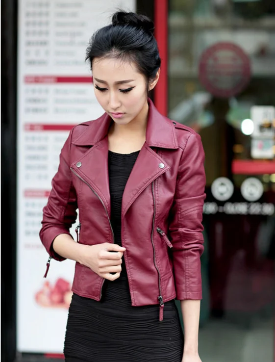 Spring and Autumn New Korean women's PU leather clothes women's short slim fit small coat motorcycle jacket 
Spring and Autumn New Korean women's PU leather clothes women's short slim fit small coat motorcycle jacket