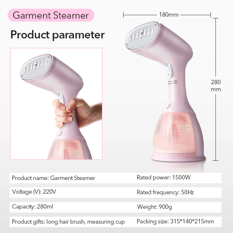 Garment Steamers 280ml Handheld Fabric Steamer 15Seconds Fast-Heat 1500W for Home Travelling Portable Steam Iron | Бытовая техника