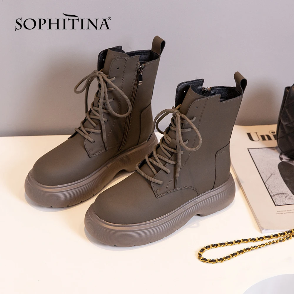 SOPHITINA Thick-soled Women's Boots British Style All-match Thick-soled Comfortable Lace-up Shoes Casual Women Ankle Boots NO275
SOPHITINA Thick-soled Women's Boots British Style All-match Thick-soled Comfortable Lace-up Shoes Casual Women Ankle Boots NO275