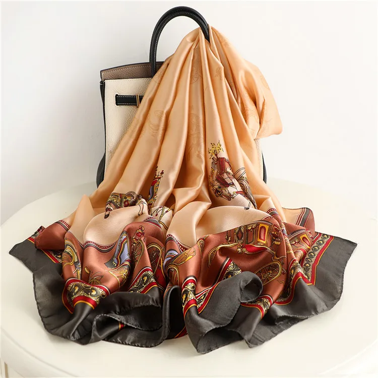 Luxury Women Silk Scarf Carriage Print Large Shawls and Wrap Summer Beach Stoles Hijabs Ladies Neck Scarves Foulard Headscarf
Luxury Women Silk Scarf Carriage Print Large Shawls and Wrap Summer Beach Stoles Hijabs Ladies Neck Scarves Foulard Headscarf