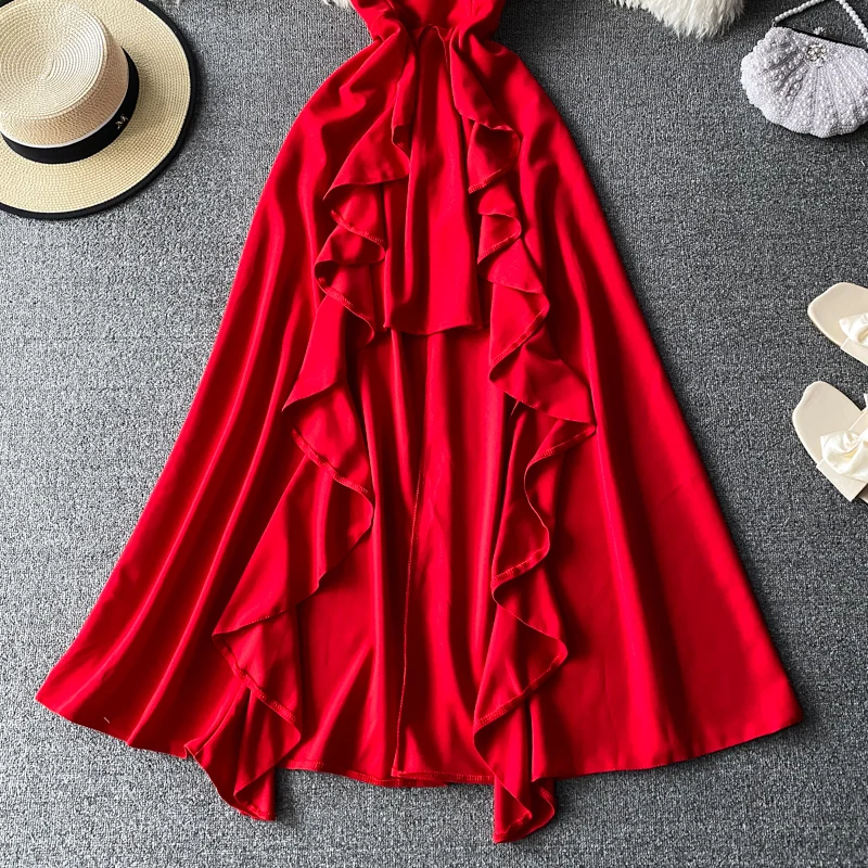 Vintage Black/Red Irregular Ruffle Party Long Dress Women Sexy Big Swing Strapless Vestidos Female 2021 Fashion Spring Summer
Vintage Black/Red Irregular Ruffle Party Long Dress Women Sexy Big Swing Strapless Vestidos Female 2021 Fashion Spring Summer