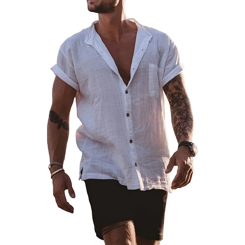 Mens Linen Blouse Short Sleeve Baggy Buttons Summer Solid Comfortable Pure Cotton And Linen Casual Loose Holiday Shirts Tee Tops
Mens Linen Blouse Short Sleeve Baggy Buttons Summer Solid Comfortable Pure Cotton And Linen Casual Loose Holiday Shirts Tee Tops