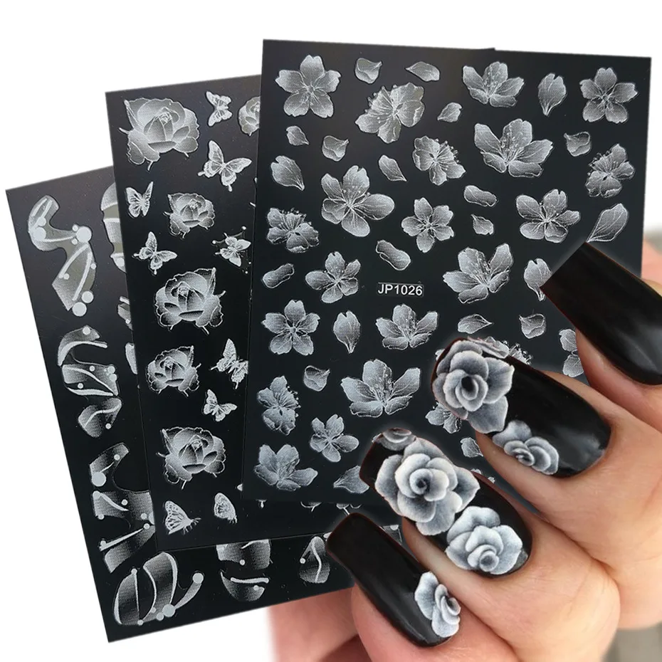 5D Embossed Nail Stickers Relief Rose White butterfly moon Leaves Elegant Design Manicure Adhesive Sliders Nails Accessory
5D Embossed Nail Stickers Relief Rose White butterfly moon Leaves Elegant Design Manicure Adhesive Sliders Nails Accessory