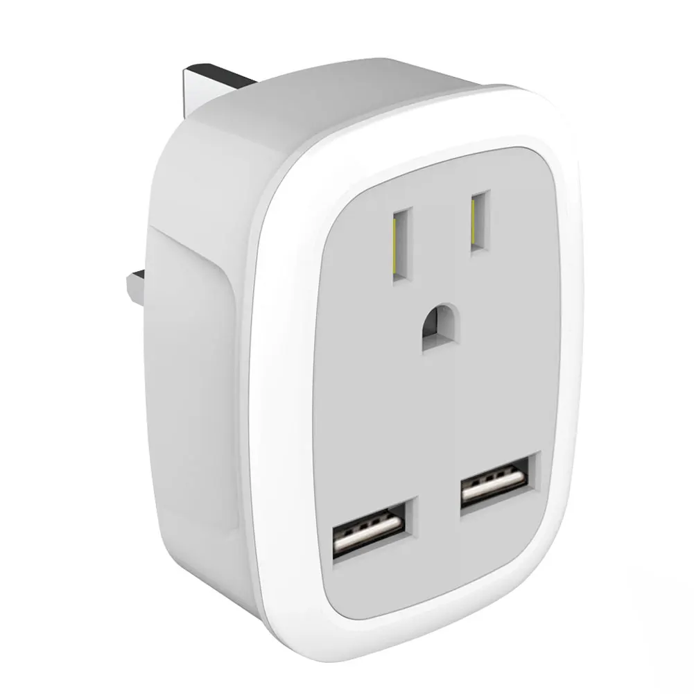 Plug Adapter US To UK Travel 100-250V Max AC 10A With Dual USB Ports LED Indicator Wall Socket High Quality Home Adapter 
Plug Adapter US To UK Travel 100-250V Max AC 10A With Dual USB Ports LED Indicator Wall Socket High Quality Home Adapter