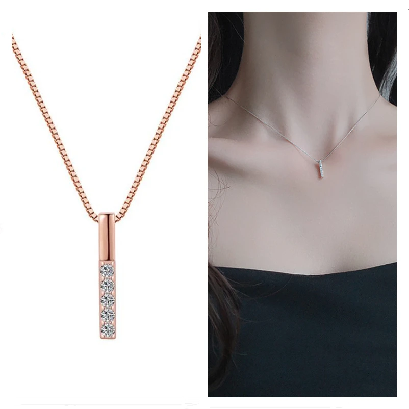Charm Rose Gold Zircon Geometry Pendant Necklace Girl Bride Wedding Accessories Pure Silver Plated Necklace Women Jewelry Female
Charm Rose Gold Zircon Geometry Pendant Necklace Girl Bride Wedding Accessories Pure Silver Plated Necklace Women Jewelry Female