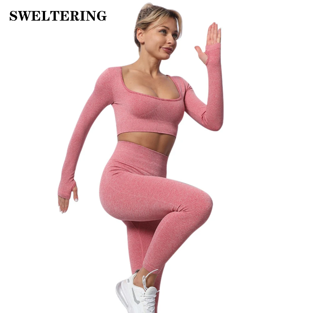 Women Seamless Yoga Set Fitness Sports Suits Gym Clothes Long Sleeve Shirts High Waist Running Leggings Workout 2 Pieces Set
Women Seamless Yoga Set Fitness Sports Suits Gym Clothes Long Sleeve Shirts High Waist Running Leggings Workout 2 Pieces Set