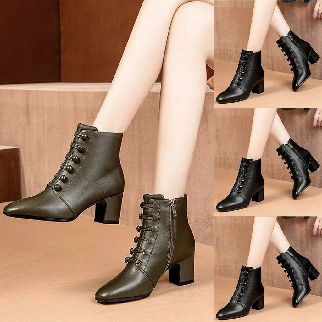 SAGACE sexy ankle boots for women Shoes Women Button Ankle Round Toe Zipper Bare Boots female Square Heel Solid Short Booties
SAGACE sexy ankle boots for women Shoes Women Button Ankle Round Toe Zipper Bare Boots female Square Heel Solid Short Booties