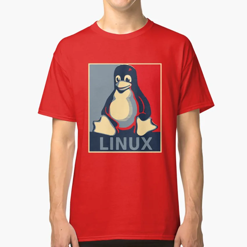 Linux tux Пингвин Обама Плакат футболка linux pc компьютер geek geeky nerd nerdy наклейки|Мужские