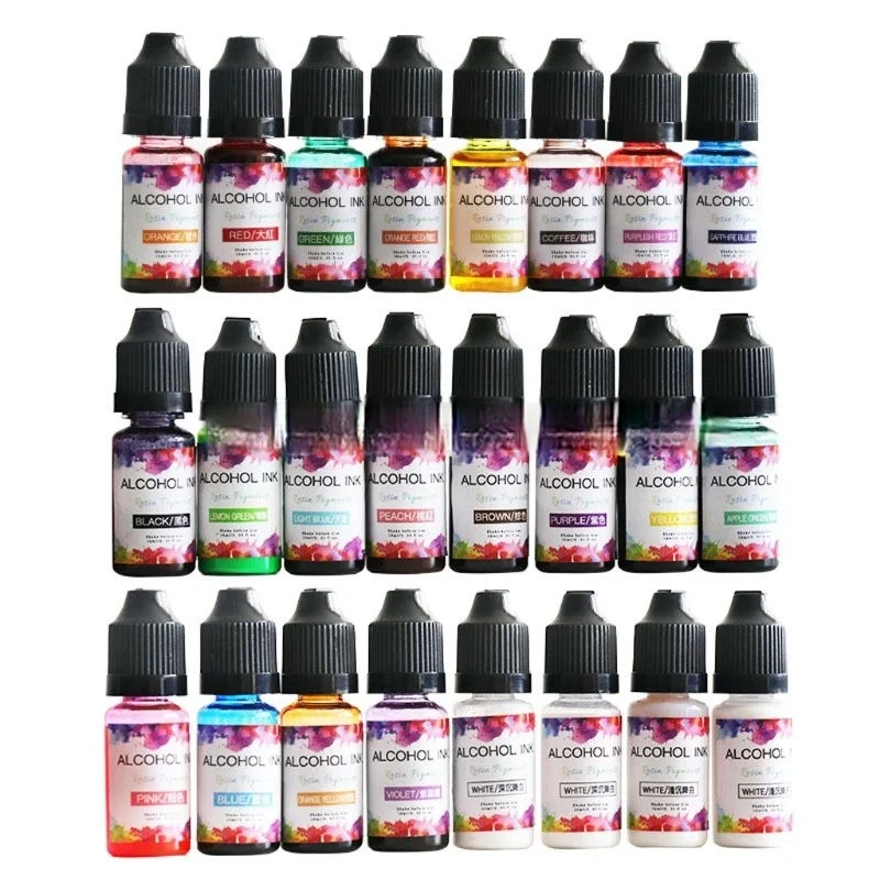 24 colors 10ML art ink alcohol resin pigment kit liquid resin colorant dye ink diffusion epoxy resin jewelry making accessories
24 colors 10ML art ink alcohol resin pigment kit liquid resin colorant dye ink diffusion epoxy resin jewelry making accessories