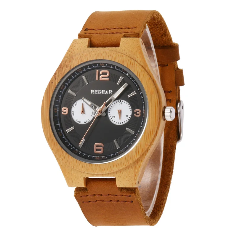 

REDEAR 2021 Sport Wooden Mens Watches Luxury Brand Quartz Clock Male Watch Men Fashion Wooden Wacth for Men Relogio Masculino
