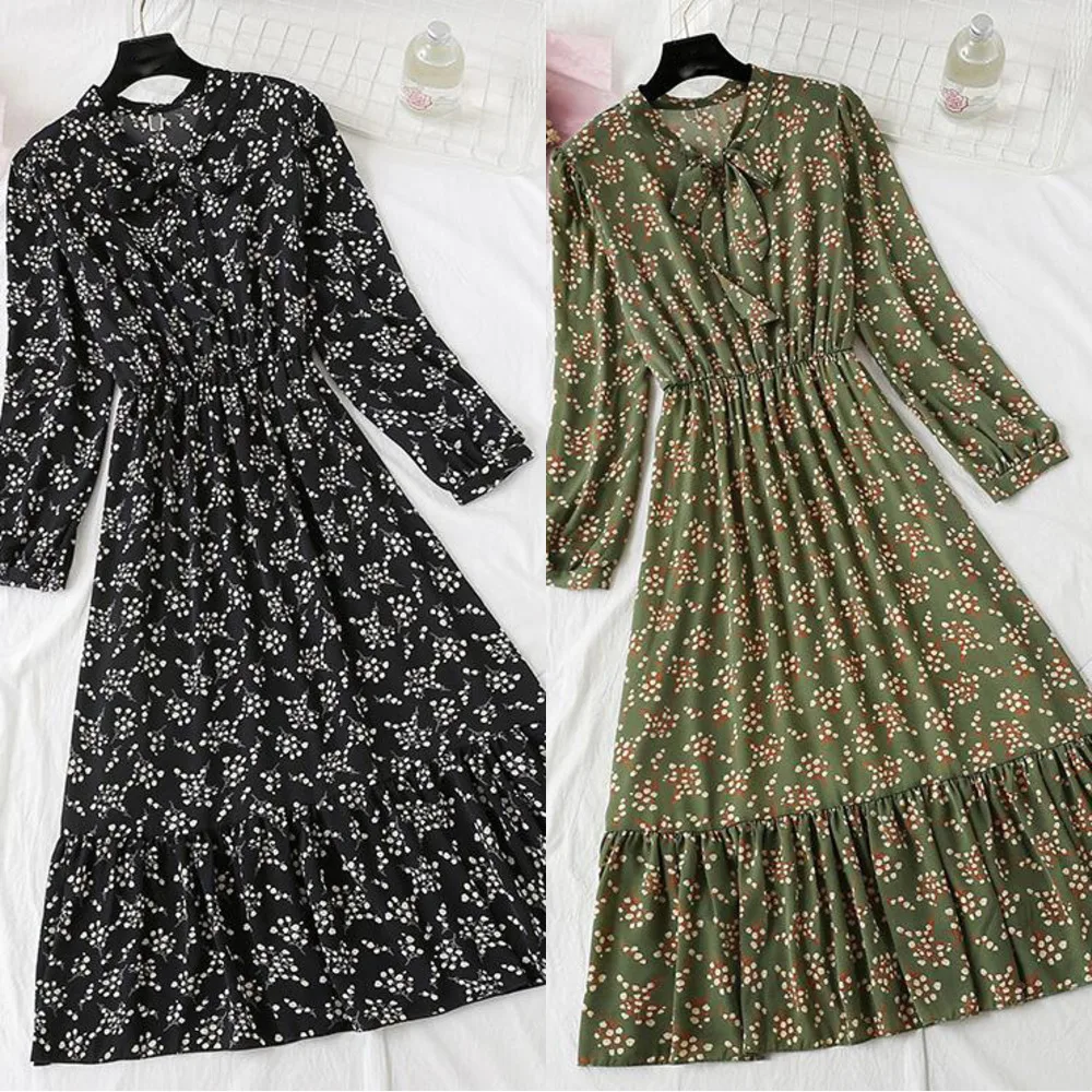 Women dot Print Chiffon Dress Spring Autumn Long Sleeve Fashion Female elegant Long Dress Bow Ruffles Robe Women Dresses
Women dot Print Chiffon Dress Spring Autumn Long Sleeve Fashion Female elegant Long Dress Bow Ruffles Robe Women Dresses