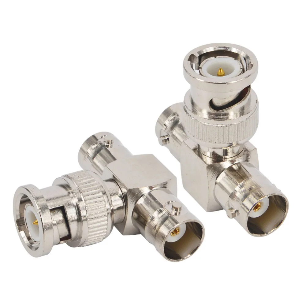 BNC 3 Way Splitter T-Type BNC Male To 2 Dual BNC Female Nickel Plated Brass RF Video Coaxial Connector for CCTV Camera Adapter
BNC 3 Way Splitter T-Type BNC Male To 2 Dual BNC Female Nickel Plated Brass RF Video Coaxial Connector for CCTV Camera Adapter
