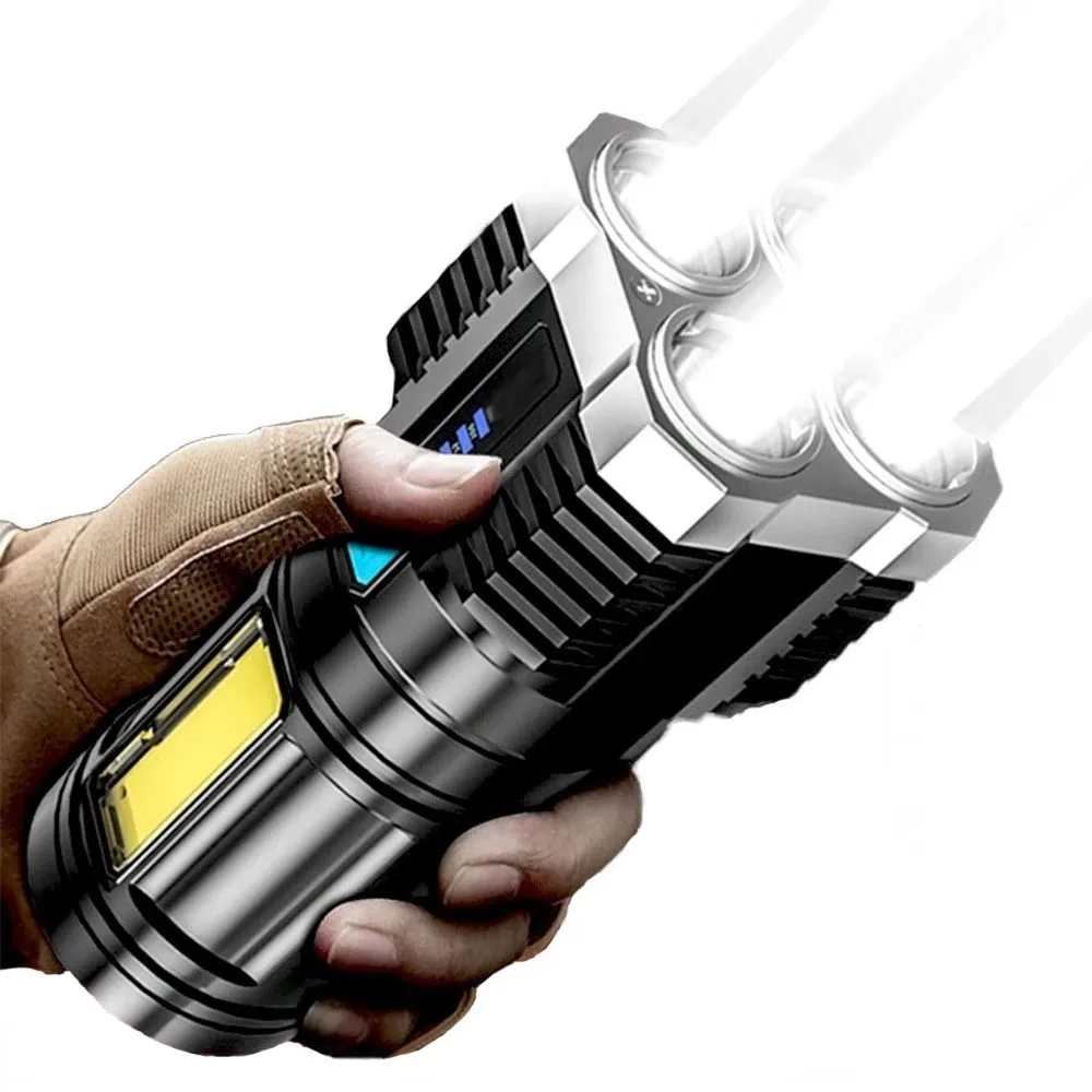 High Power Four-cell LED Flashlight USB Rechargeable Powerful LED Flashlight Camping Super Bright Flashlight 4-core COB Light
High Power Four-cell LED Flashlight USB Rechargeable Powerful LED Flashlight Camping Super Bright Flashlight 4-core COB Light
