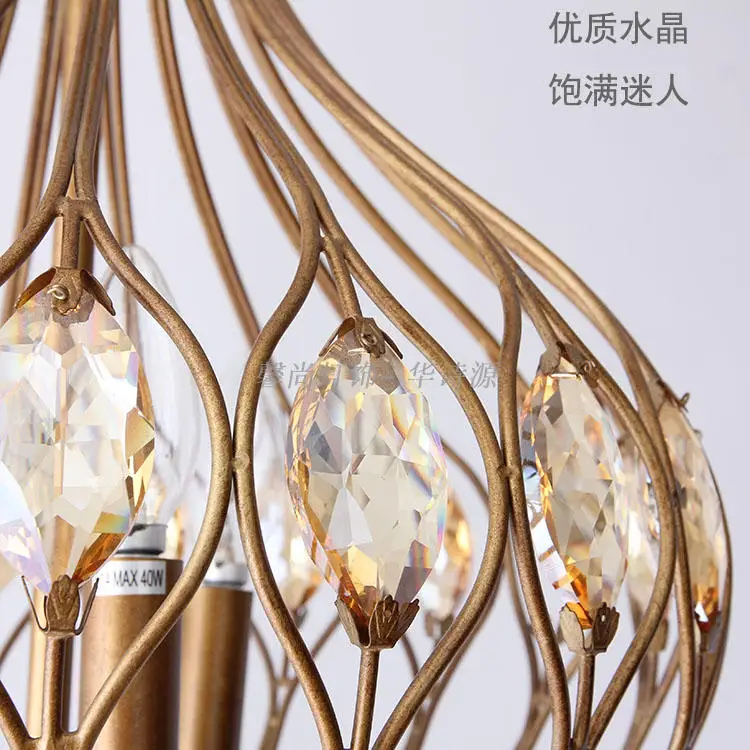 American crystal retro chandelier Nordic personality bedroom restaurant birdcage iron cloakroom corridor lamp
American crystal retro chandelier Nordic personality bedroom restaurant birdcage iron cloakroom corridor lamp