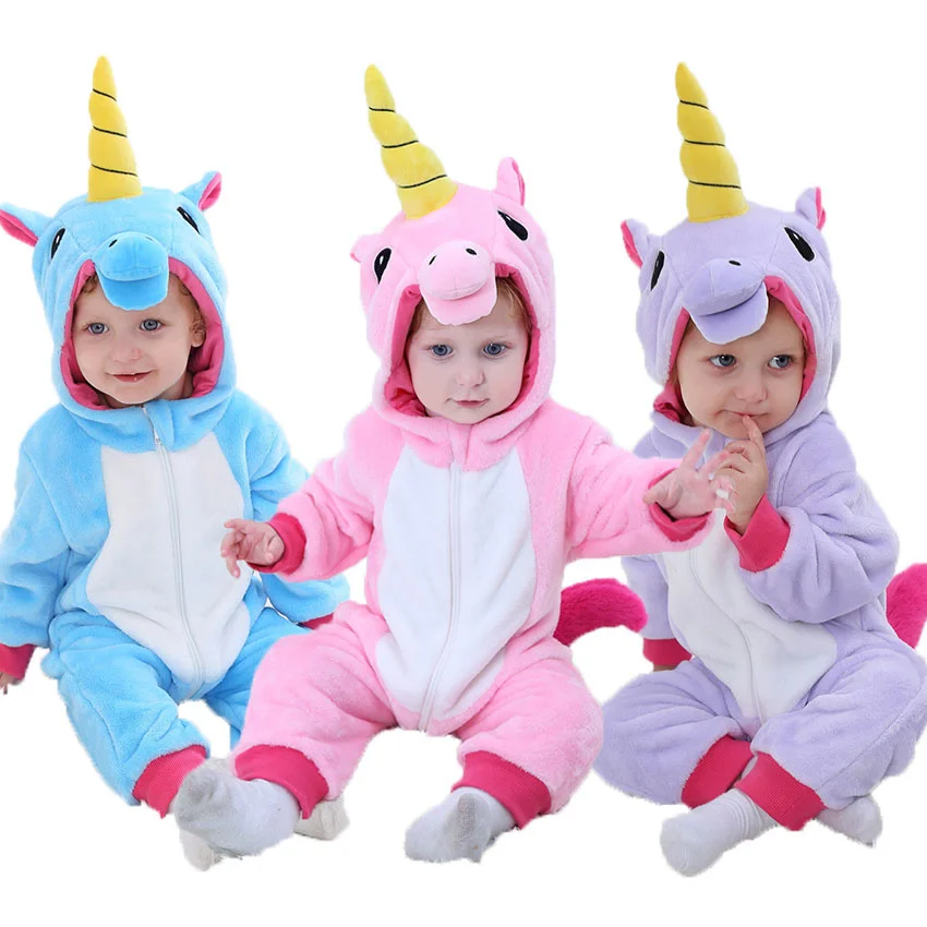 

Umorden Baby Unicorn Costume Cosplay Kigurumi Cartoon Animal Rompers Infant Toddler Jumpsuit Flannel Halloween Fancy Dress