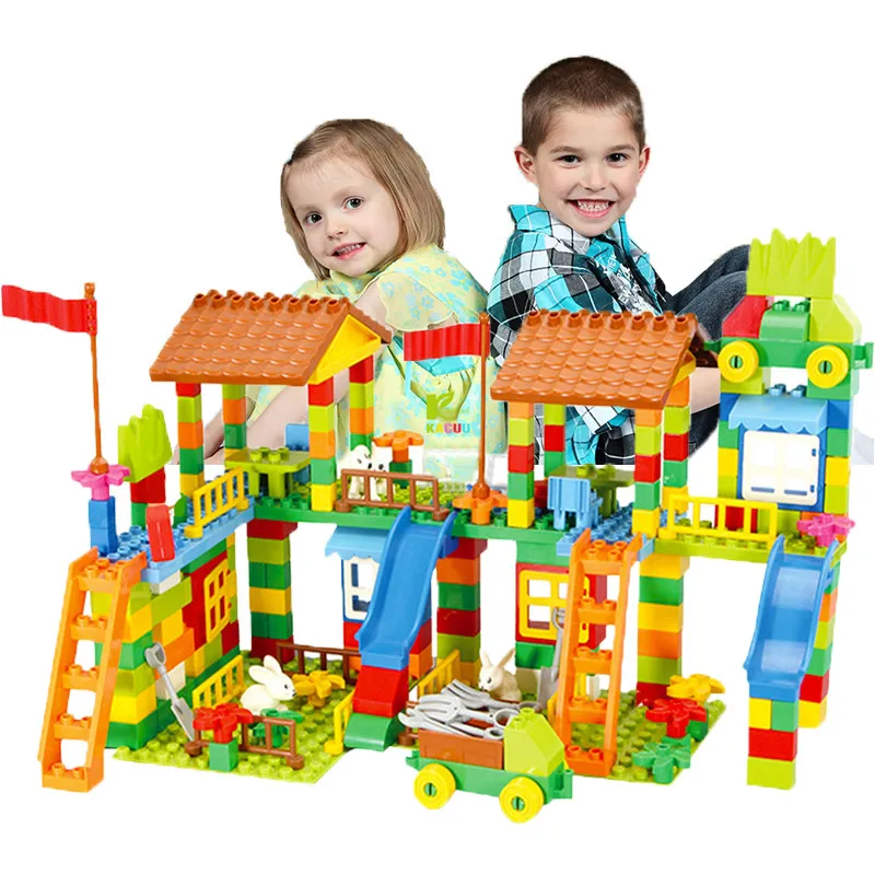113/226 PCS Big Size Building Blocks Compatible Duploed Construction Block DIY Amusement Park Brick Toys For Children
113/226 PCS Big Size Building Blocks Compatible Duploed Construction Block DIY Amusement Park Brick Toys For Children