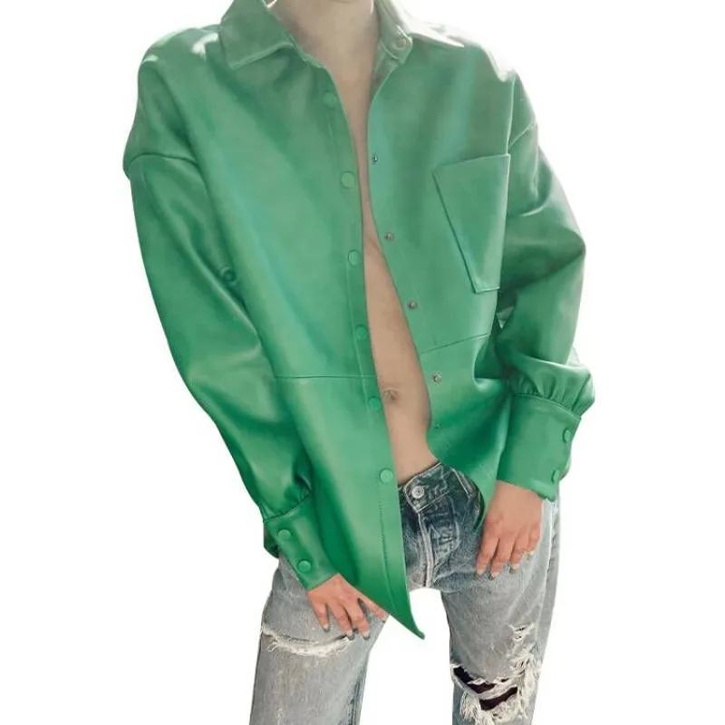 Y2k Leather Jacket Women Single Breasted Turn Down Collar Coat 2022 Spring New Fashion Pocket High Street Loose Leather Jackets
Y2k Leather Jacket Women Single Breasted Turn Down Collar Coat 2022 Spring New Fashion Pocket High Street Loose Leather Jackets