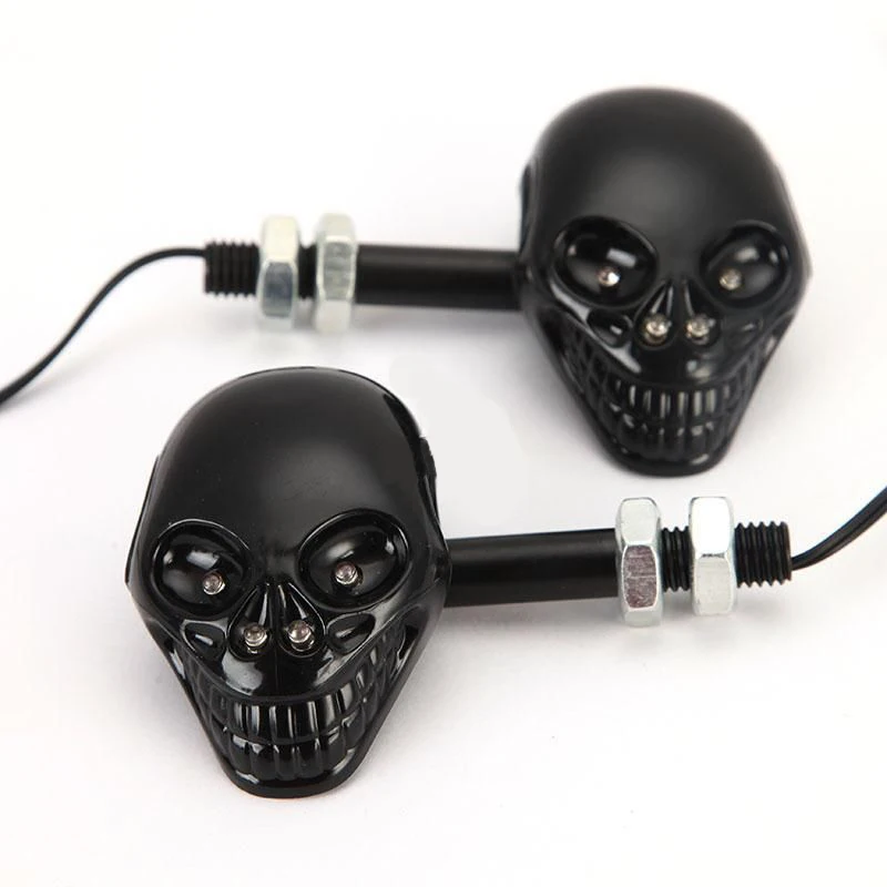 LED Motorcycle Turn Signal Light Black Skull Head Pair Cafe Racer Motorbike Indicators Skeleton Amber 12V Universal 
LED Motorcycle Turn Signal Light Black Skull Head Pair Cafe Racer Motorbike Indicators Skeleton Amber 12V Universal