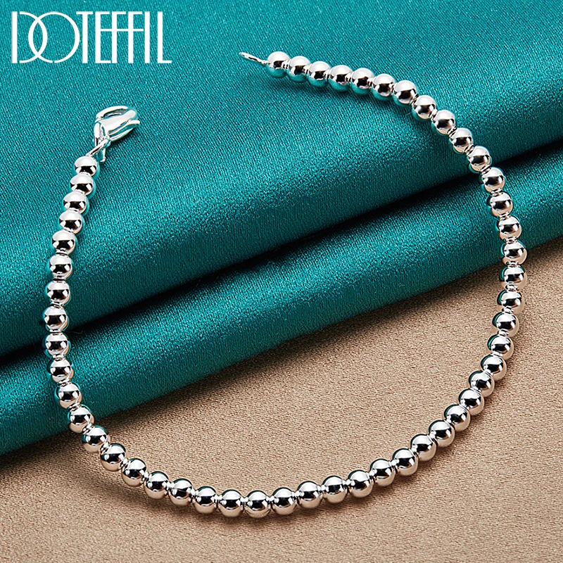 DOTEFFIL 925 Sterling Silver 4mm Smooth Beads Ball Chain Bracelet For Women Fashion Wedding Engagement Party Charm Jewelry
DOTEFFIL 925 Sterling Silver 4mm Smooth Beads Ball Chain Bracelet For Women Fashion Wedding Engagement Party Charm Jewelry