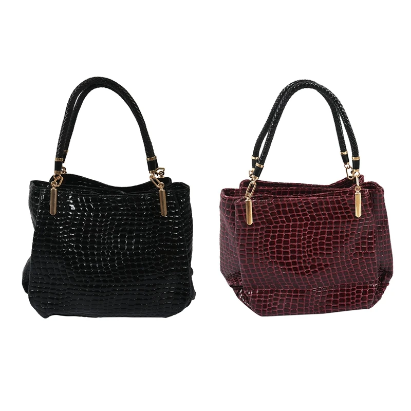 2 Pcs Fashion Women Crocodile Pattern Leather Shoulder Bag Female Tote Handbag, Red & Black
2 Pcs Fashion Women Crocodile Pattern Leather Shoulder Bag Female Tote Handbag, Red & Black