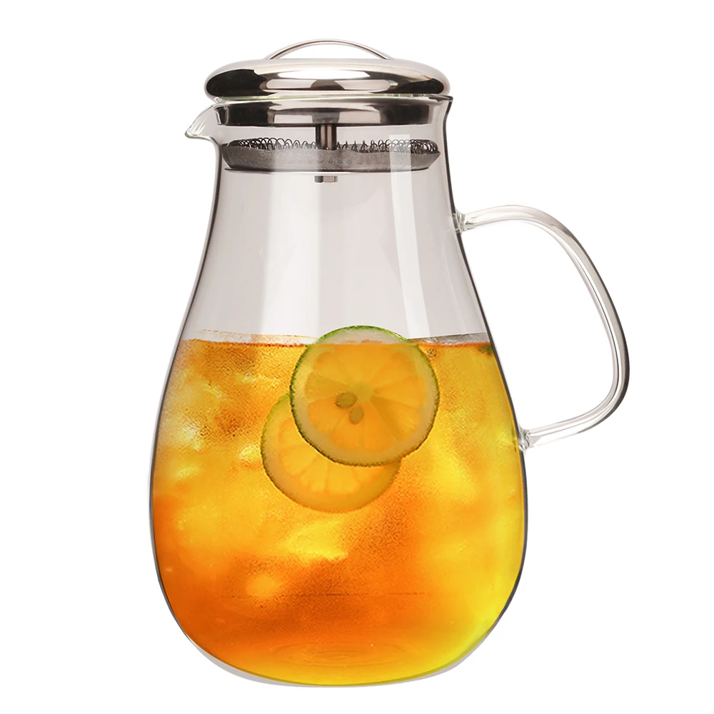 60 Ounces Glass Pitcher with Stainless Steel Filter Lid Borosilicate Water Carafe Coffee Tea and Lemonade Pitcher
60 Ounces Glass Pitcher with Stainless Steel Filter Lid Borosilicate Water Carafe Coffee Tea and Lemonade Pitcher