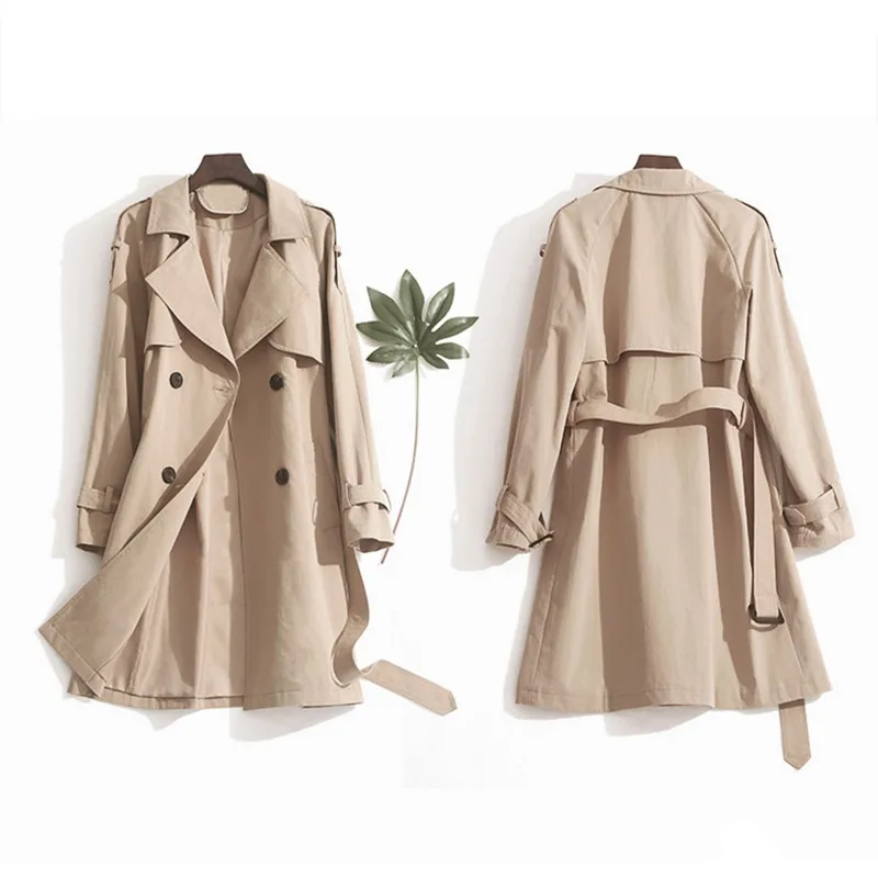 Plus Size Women Windbreaker Mid-long Trench Coat 2021 New Spring and Autumn Female British Slim Double-breasted Coat NS2518
Plus Size Women Windbreaker Mid-long Trench Coat 2021 New Spring and Autumn Female British Slim Double-breasted Coat NS2518