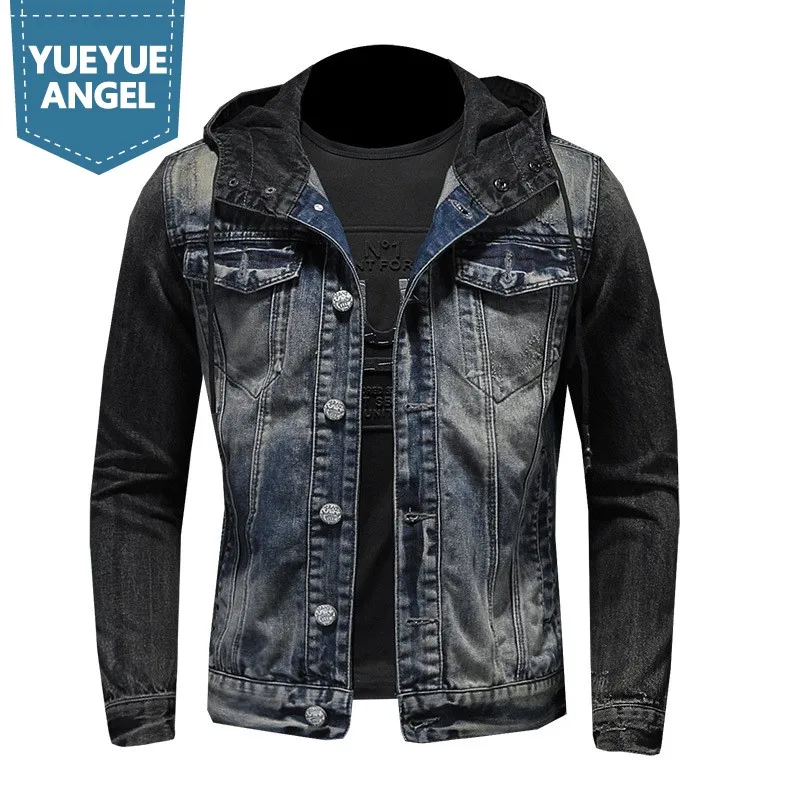 Fashion Hooded Denim Jacket Mens Personality Casual Coat Slim Fit Plus Size Male Jackets Vintage Splice Button Mens Outerwear
Fashion Hooded Denim Jacket Mens Personality Casual Coat Slim Fit Plus Size Male Jackets Vintage Splice Button Mens Outerwear