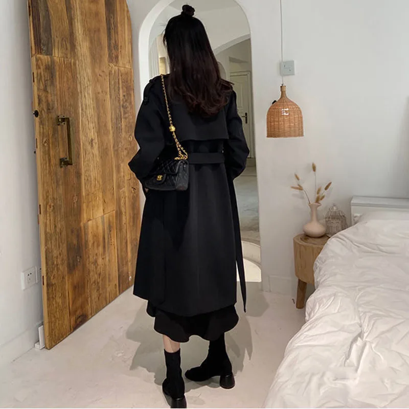 Trench Women Solid Wide-waist Long Turn-down Collar Casual Fashion Office Lady Full Sleeve Trendy Outwear Loose Korean Style New
Trench Women Solid Wide-waist Long Turn-down Collar Casual Fashion Office Lady Full Sleeve Trendy Outwear Loose Korean Style New