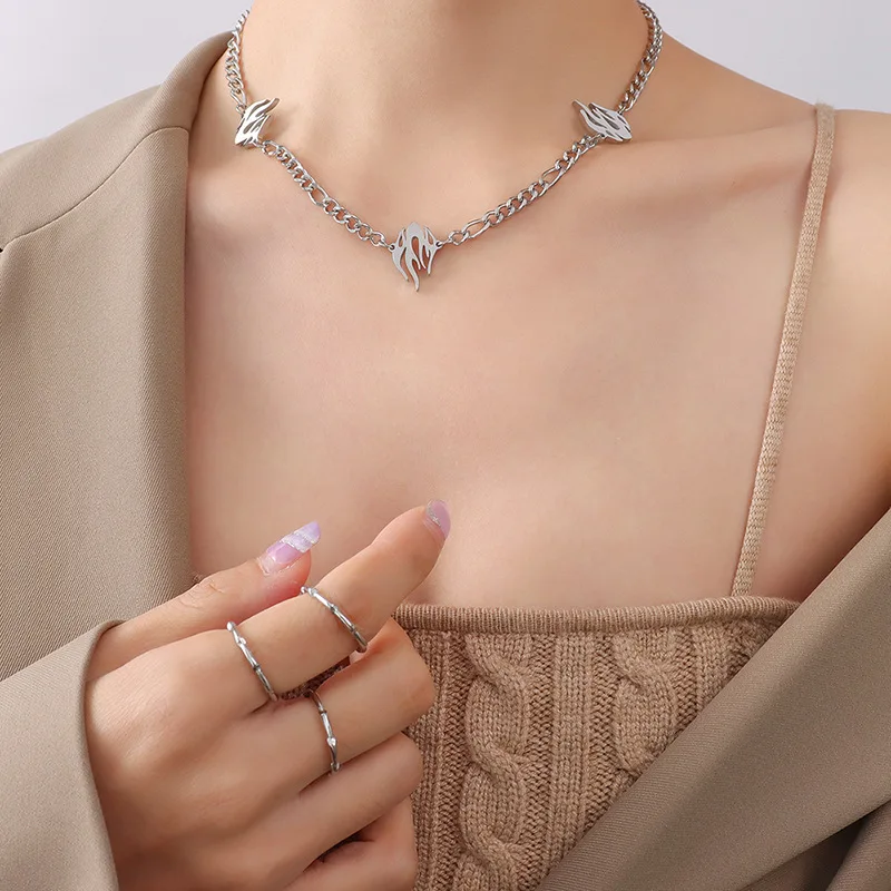 Fashion Punk Silver Color Stainless Steel Flame Shape Necklaces For Women Jewelry Ladies Clavicle Chain Necklace Accessories
Fashion Punk Silver Color Stainless Steel Flame Shape Necklaces For Women Jewelry Ladies Clavicle Chain Necklace Accessories