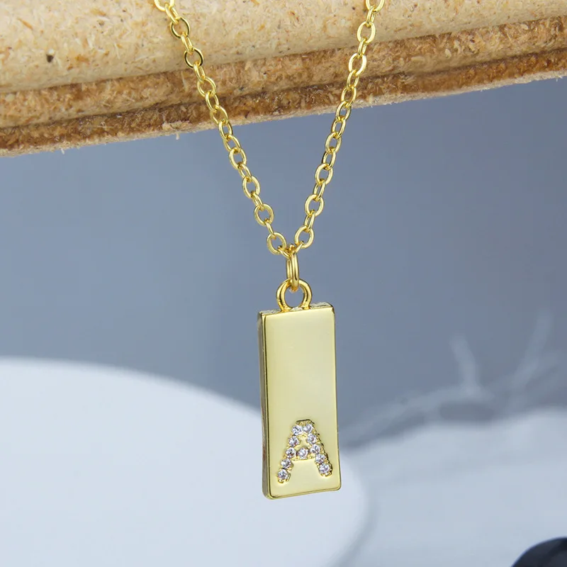 

Женское ожерелье с подвеской Minar, изящная блестящая цепочка с буквенным квадратным кулоном, медная цепь золотого цвета, подарочное колье