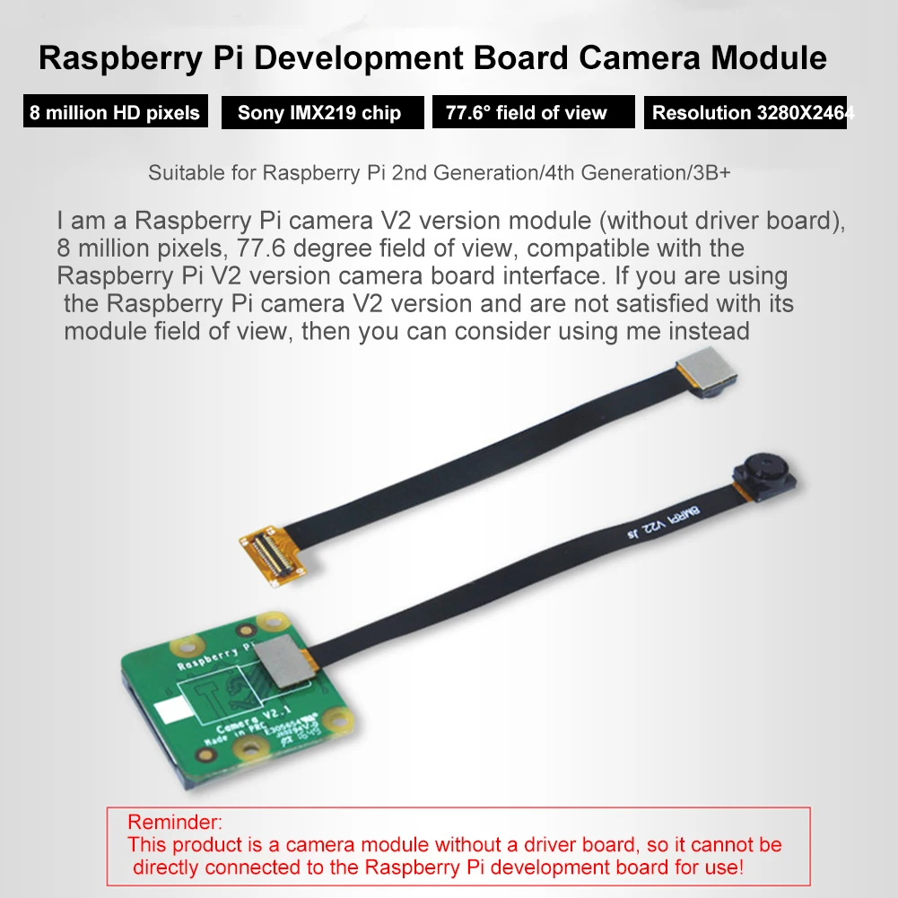 77.6 Degree Multifunction Replacement Parts IMX219 Office Camera Module Home 1080P HD FPC Easy Install 3
77.6 Degree Multifunction Replacement Parts IMX219 Office Camera Module Home 1080P HD FPC Easy Install 3